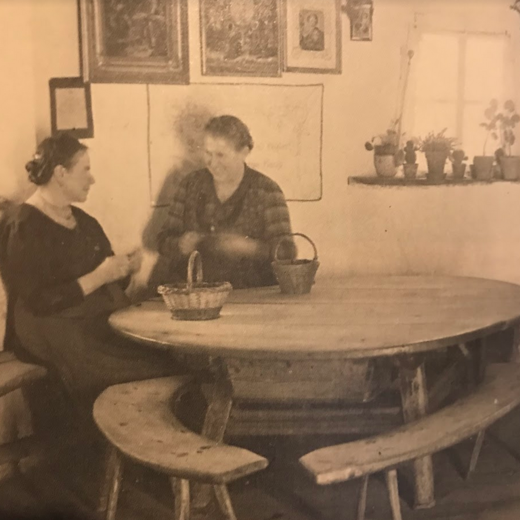 Typical winter work - knitting with home-spun wool