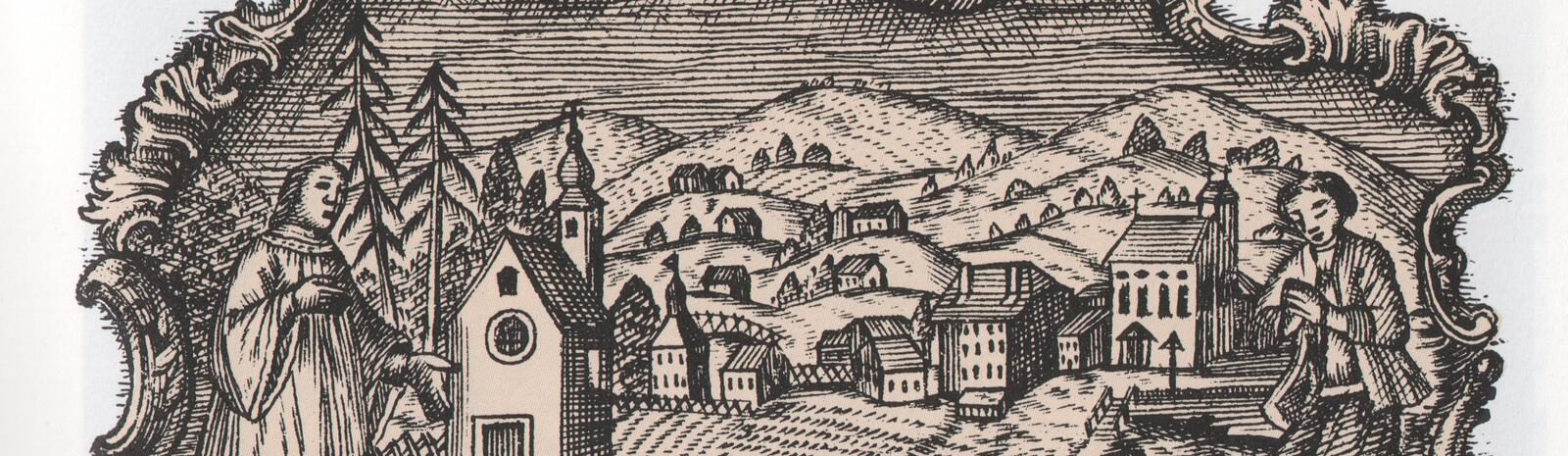 Die älteste Zeichnung von Saalbach aus 1770 | © Heimatbuch/Gemeinde Saalbach Hinterglemm