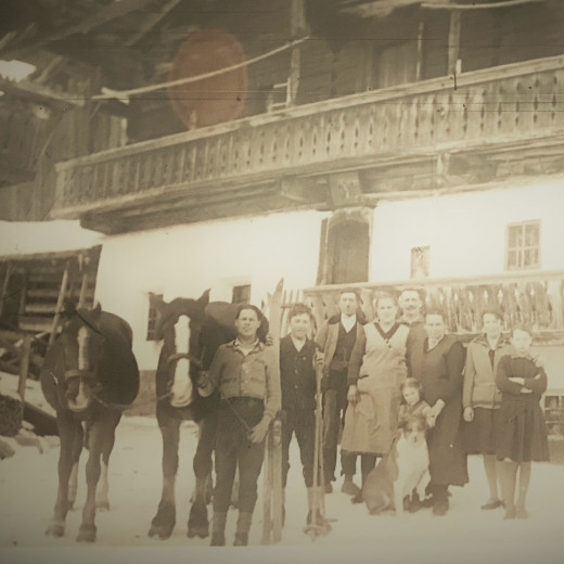 Familie mit Knechten, Mägden und Arbeitstieren (1933) Familie mit Knechten, Mägden und Arbeitstieren (1933)