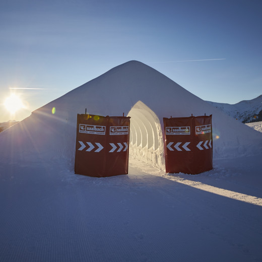 a tunnel made of snow